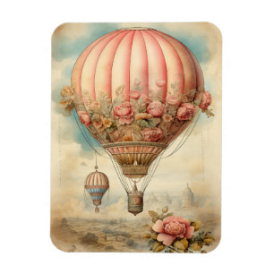 Magnet Flexible Ballon à air chaud vintage Steampunk Rose Floral