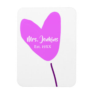 Magnet Flexible Ballon cœur rose Mme ajouter nom est. Ajouter anné