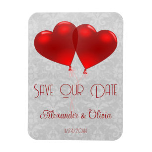 Magnet Flexible Ballons Coeur Rouge Enregistrer l'aimant Date