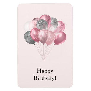 Magnet Flexible Ballons parties scintillant rose et argent Joyeux 