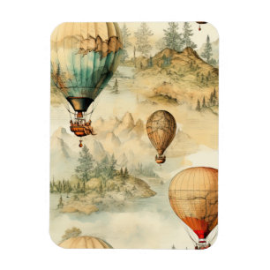 Magnet Flexible Balloon vintage à air chaud dans un paysage serein