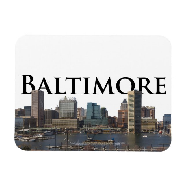 Magnet Flexible Baltimore MD Skyline avec Baltimore dans le ciel (Horizontal)