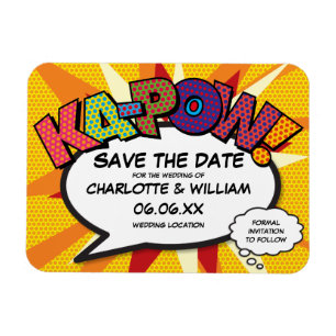 Magnet Flexible Bande dessinée KA-POW Enregistrez la date de votre