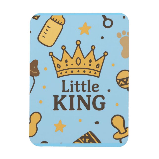 Magnet Flexible "Bannière de Baby shower Little King - Blue & Gold (Vertical)