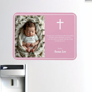 Magnet Flexible Baptême élégant Dusty rose Merci photo