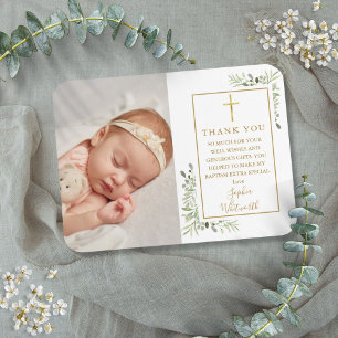 Magnet Flexible Baptism Christening Greenery Photo Thank You