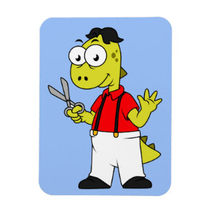 Magnet Flexible Barbier À Rex Tyrannosaurus Avec Ciseaux.