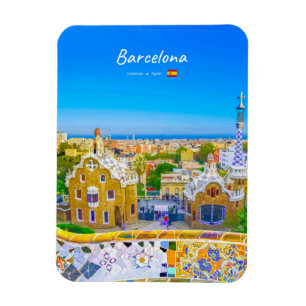 Magnet Flexible Barcelone, Espagne - Parc Guell Mosaïque arrondie