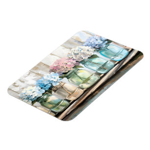Magnet Flexible Barres Mason en fleurs vintages Hydrangea