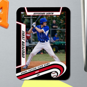 Magnet Flexible Baseball Souvenirs Rouge Noir Personnalisé
