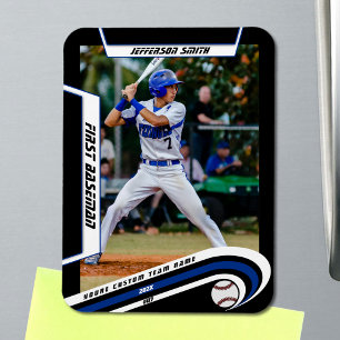 Magnet Flexible Baseball Souvenirs Vivant Bleu Noir Personnalisé