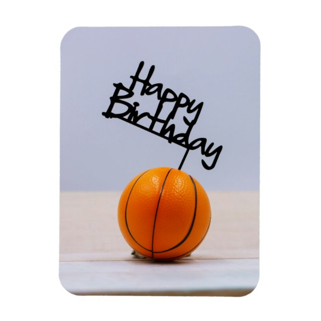 Magnet Flexible Basket-ball avec joyeux anniversaire sur un arrièr (Vertical)
