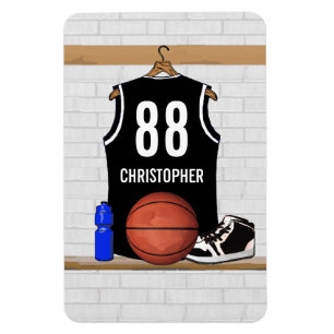 Magnet Flexible Basket-ball noir et blanc personnalisé Jersey