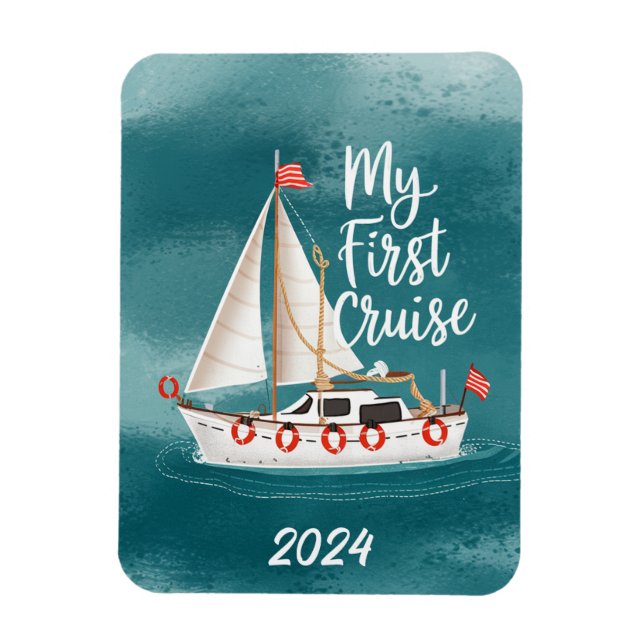 Magnet Flexible Bateau mignon - Ma première croisière - Personnali (Vertical)