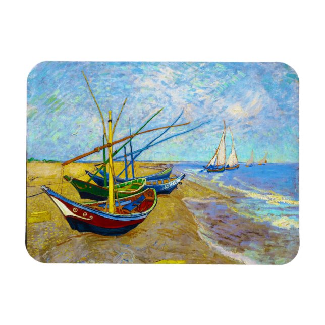 Magnet Flexible Bateaux de pêche sur la plage par Vincent Van Gogh (Horizontal)
