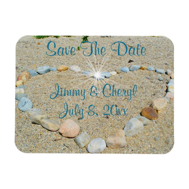 Magnet Flexible Beach Heart Économisez La Date (Horizontal)