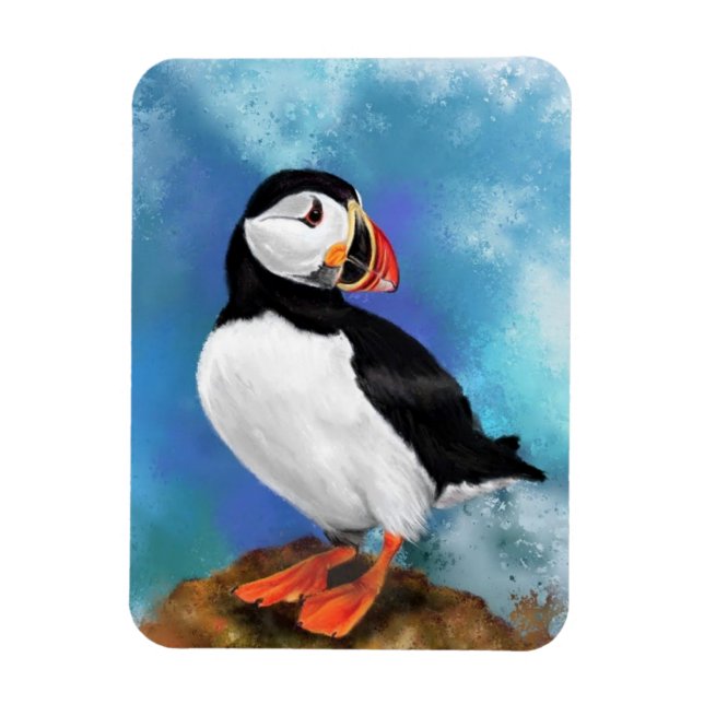 Magnet Flexible Beau Aimant Oiseau de Puffin Atlantique - Peinture (Vertical)
