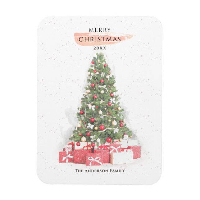 Magnet Flexible Beau Noël Arbre Aquarelle Vacances Art (Vertical)