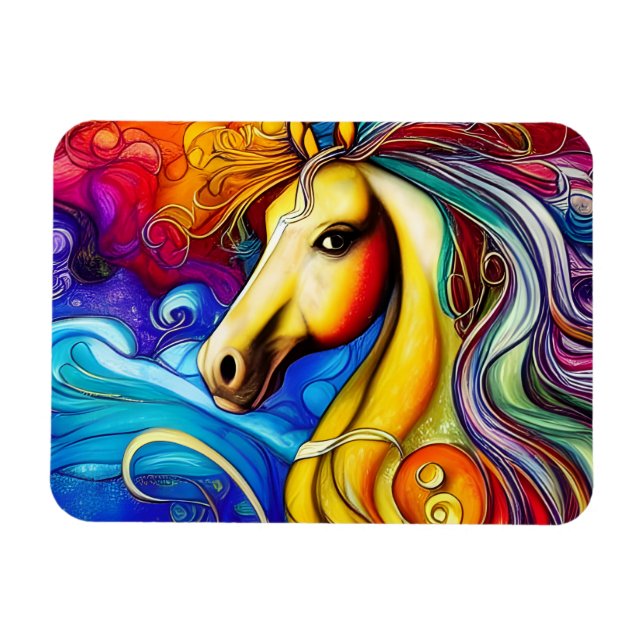 Magnet Flexible Beau Rainbow Horse Portrait (Horizontal)