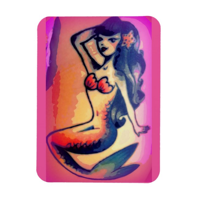 Magnet Flexible beauté de sirène aux cheveux foncés (Vertical)