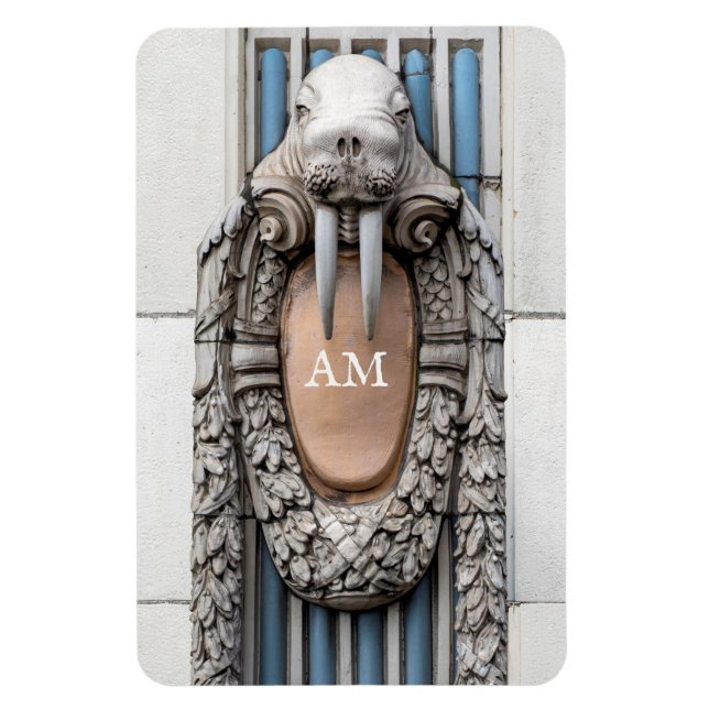 Magnet Flexible Beaux Arts Walrus Sculpture Monogramme personnalis (Vertical)