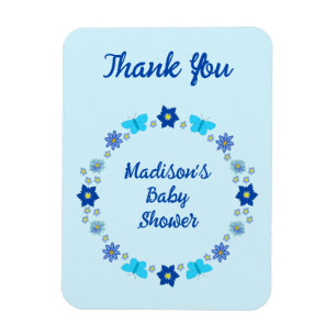 Magnet Flexible Bébé bleu Papillons et fleurs personnalisés