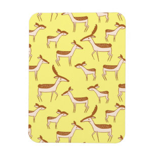 Magnet Flexible Bébé, cerf et famille sur Pastel Jaune