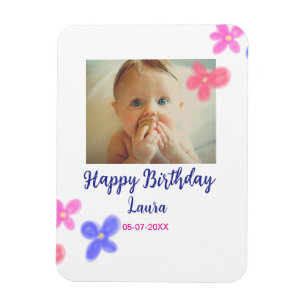 Magnet Flexible Bébé enfants 1er anniversaire ajouter le nom date 