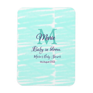 Magnet Flexible Bébé vert pastel en fleurs douche de bébé monogram