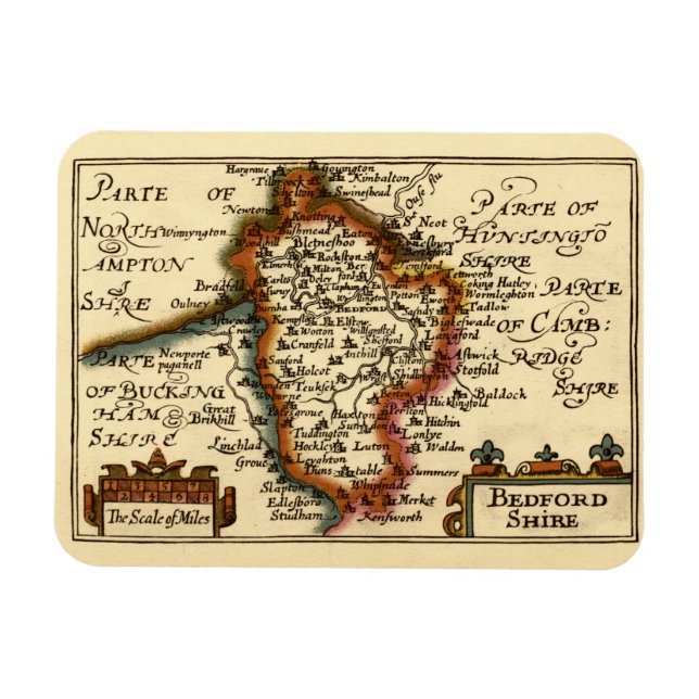 Magnet Flexible Bedfordshire Comté Angleterre Ancien Antiquaire Ca (Horizontal)