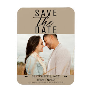 Magnet Flexible Beige amande moderne Enregistrer la date Mariage P
