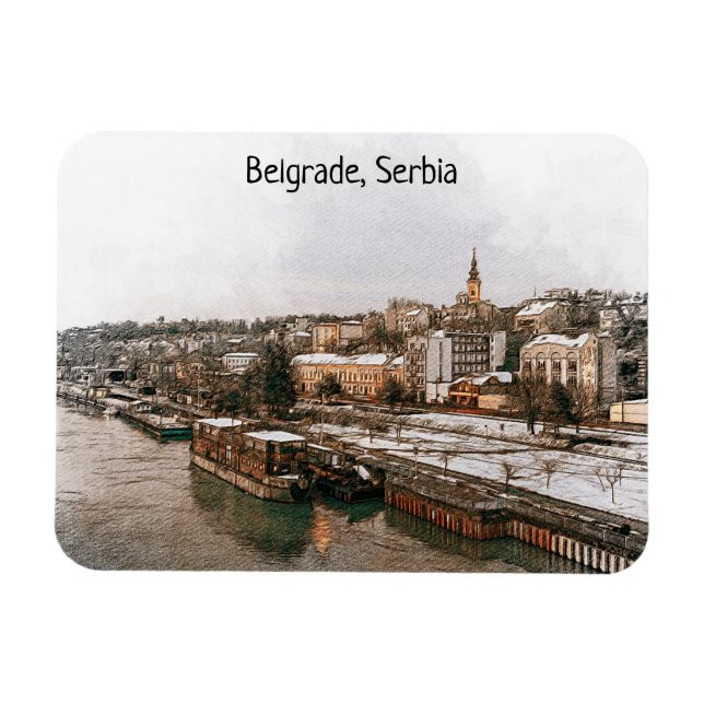 Magnet Flexible Belgrade Serbie Balkan Vue panoramique (Horizontal)