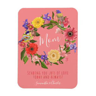 Magnet Flexible Belle couronne florale brillante Bonne fête des mè