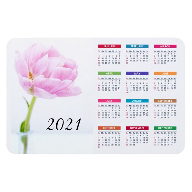 Magnet Flexible Belle Peony Rose | Calendrier floral 2021 (Horizontal)