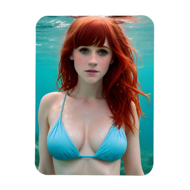 Magnet Flexible Belle Red Haired Woman Photographie sous-marine (Vertical)