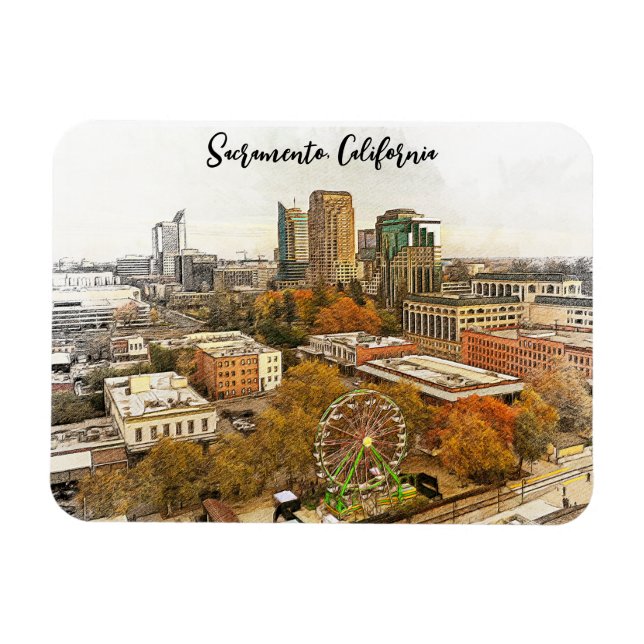 Magnet Flexible Belle vue de la ville de Sacramento en Californie (Horizontal)