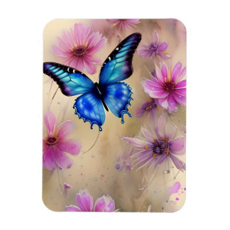 Magnet Flexible Belles fleurs et papillon