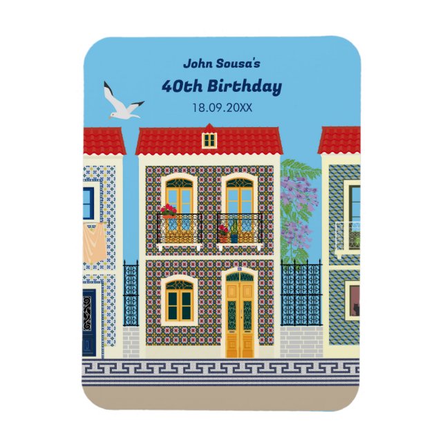 Magnet Flexible Belles maisons portugaises avec tuiles ou azulejos (Vertical)