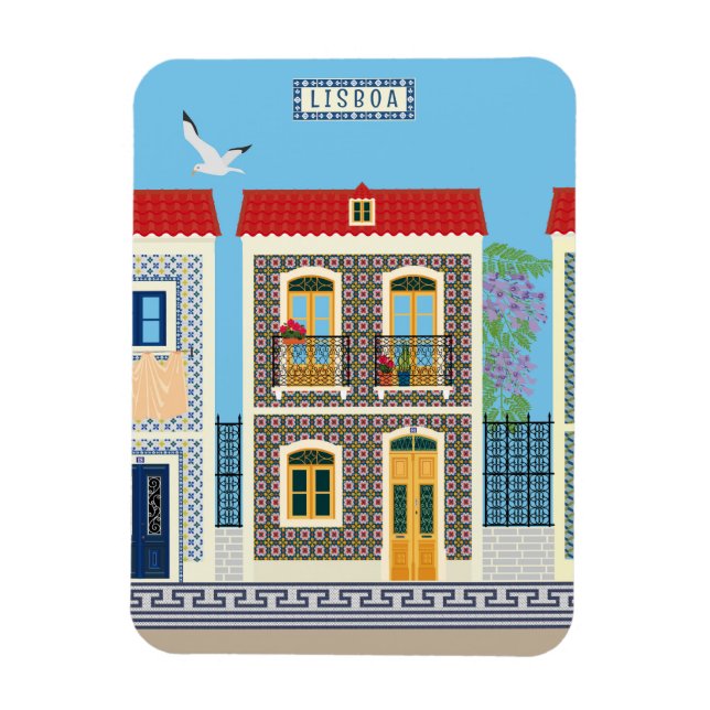 Magnet Flexible Belles maisons portugaises avec tuiles ou azulejos (Vertical)