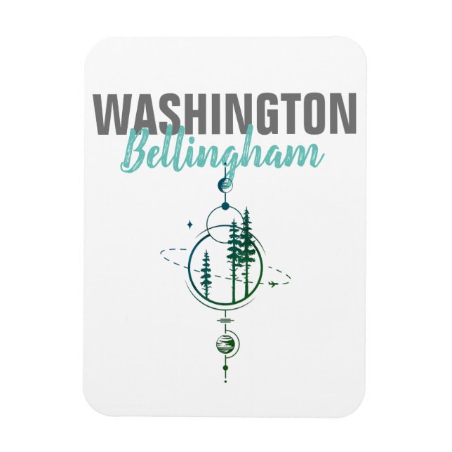 Magnet Flexible Bellingham Washington Arbres géométriques (Vertical)