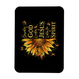 Magnet Flexible Béni Par Dieu - Aimé Par Jésus, Tournesol