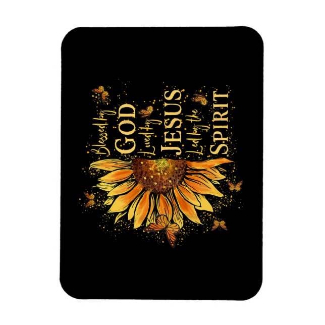 Magnet Flexible Béni Par Dieu - Aimé Par Jésus, Tournesol (Vertical)