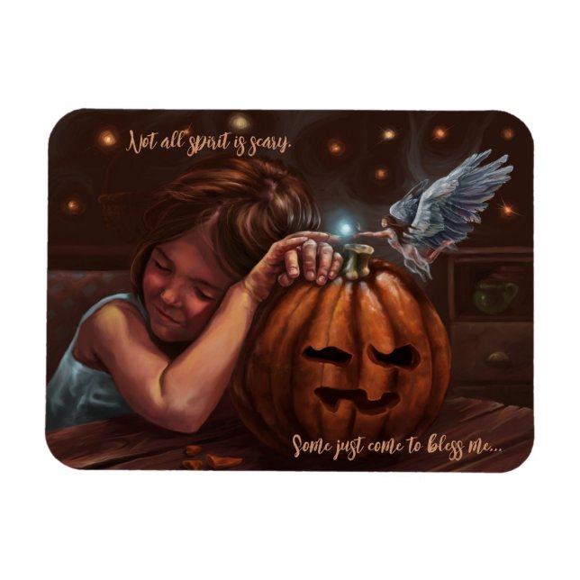 Magnet Flexible Bénie angélique d'Halloween jolie oeuvre originale (Horizontal)