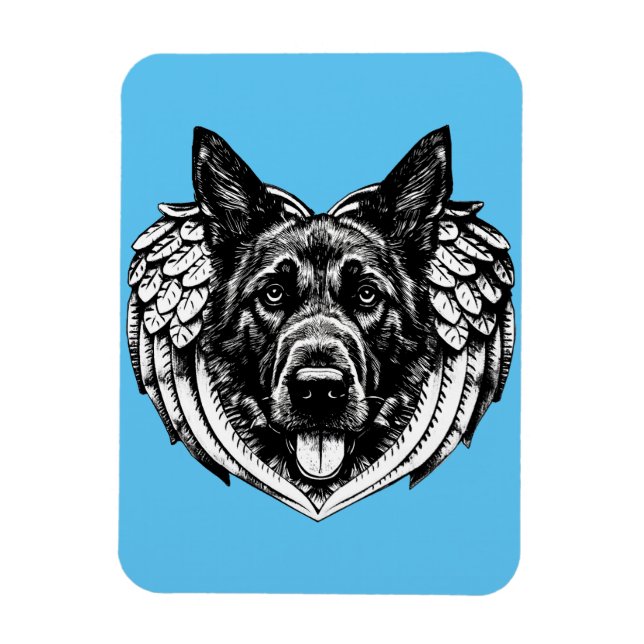 Magnet Flexible berger allemand Angel tête de chien illustration (Vertical)