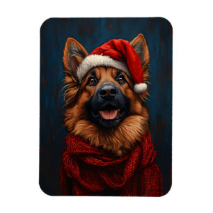 Magnet Flexible Berger allemand dans un chapeau de Père Noël flexi