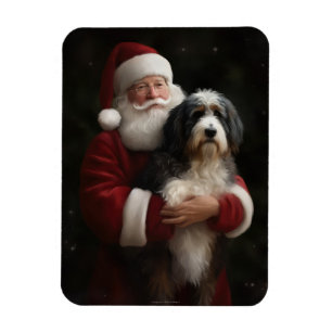 Magnet Flexible Bernedoodle avec le Père Noël Festif Noël