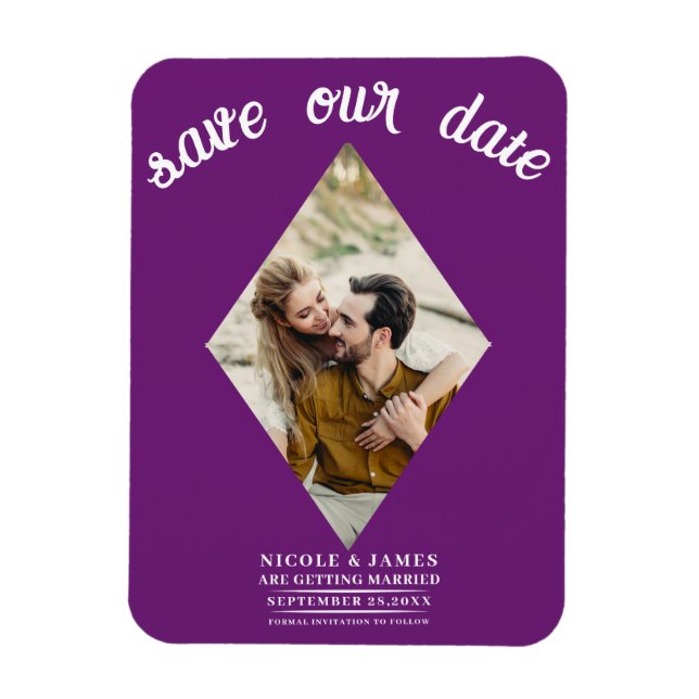 Magnet Flexible Berry Diamond Photo Wedding Enregistrer la date (Vertical)