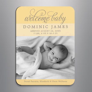 Magnet Flexible Bienvenue Baby Elegant Photo Faire-part de naissan