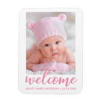 Bienvenue Nouveau Bébé Faire-part Pink Script