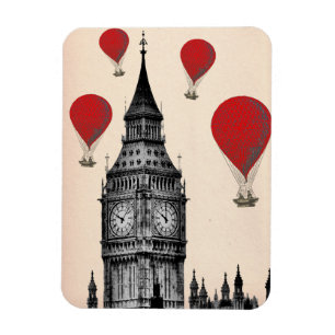 Magnet Flexible Big Ben et ballons à air d'un rouge ardent 2